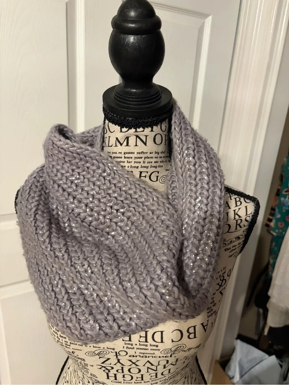 Chunky Soft Knit Grey and Silver Infinity Scarf